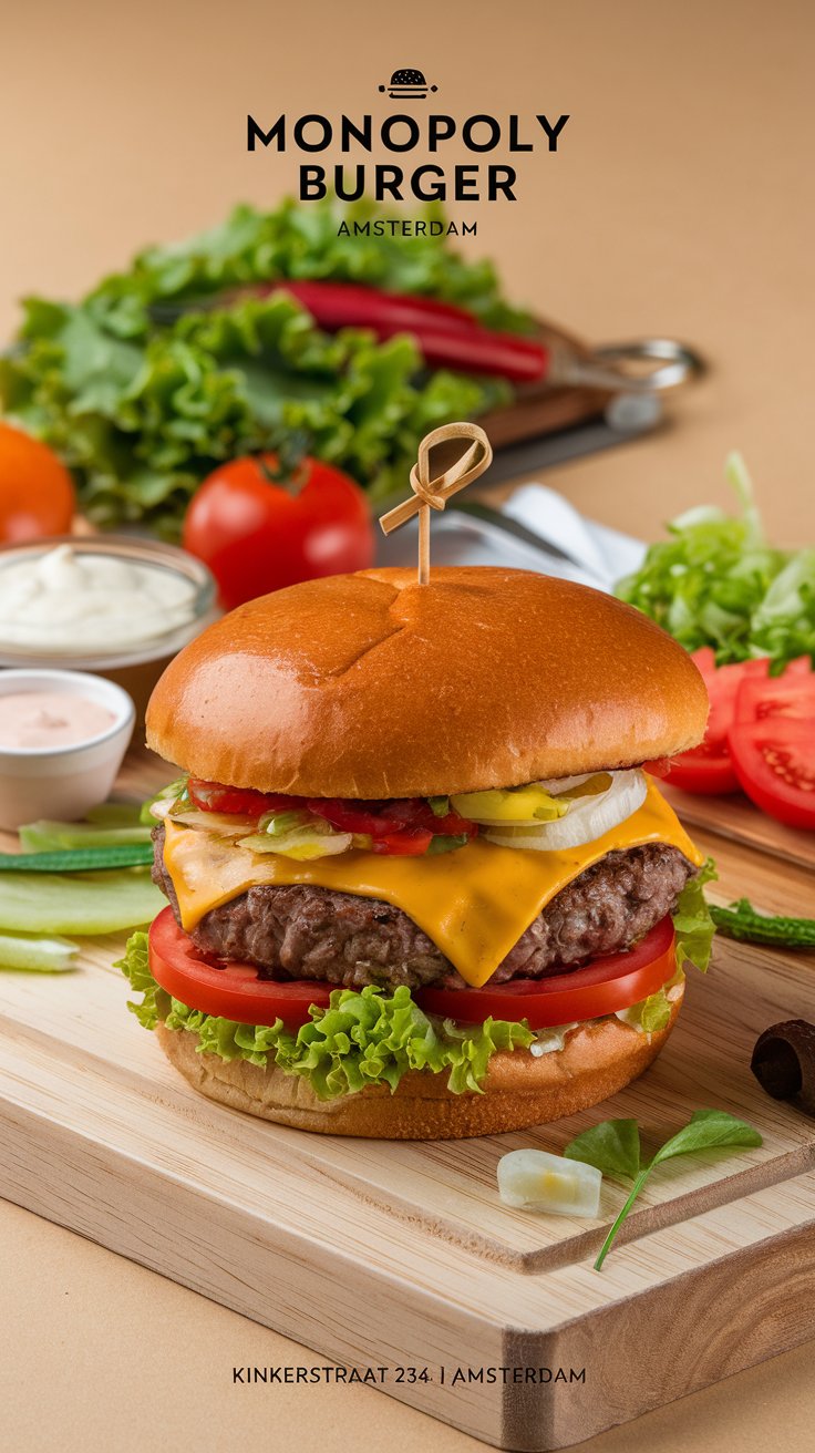 Delicious burger at Monopoly Burger
